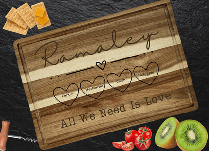 Personalized Acacia Wood Cutting Board: Engraved Family Cheese Board