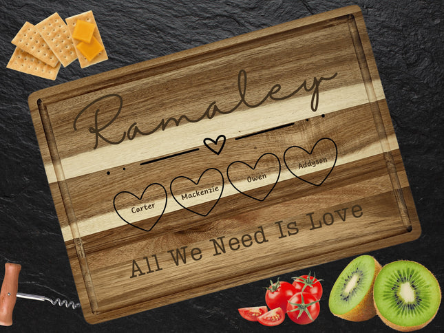 Personalized Acacia Wood Cutting Board: Engraved Family Cheese Board