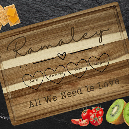 Personalized Cutting Board | All We Need is Love Charcuterie Board