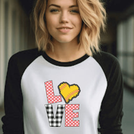 Image shows our LOVE softball design for Mom's