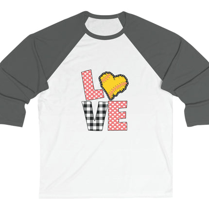 Softball Mom 3/4 Sleeve Tee: Heart Love Design