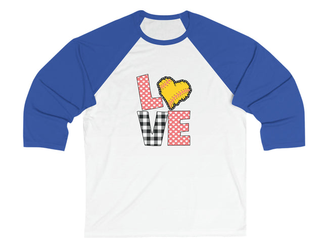 Softball Mom 3/4 Sleeve Tee: Heart Love Design