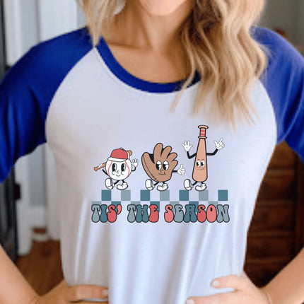 Baseball Mom 3/4 Sleeve Tee: 'Tis the Season Graphic Shirt