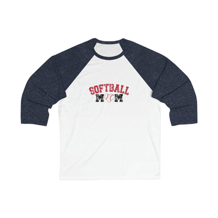 Softball Mom 3/4 Sleeve Tee: Heart & Love Design
