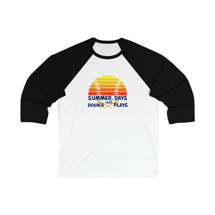 Baseball Mom 3/4 Sleeve Tee: Summer Days & Double Plays