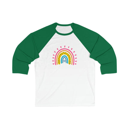 Rainbow Baseball 3/4 Sleeve Tee: Softball Mom Gift