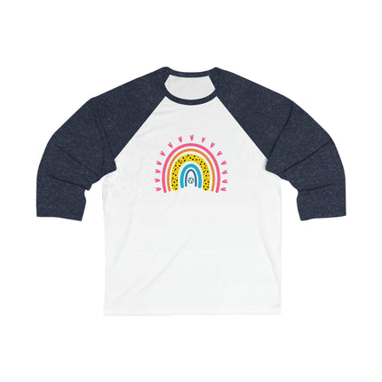 Rainbow Baseball 3/4 Sleeve Tee: Softball Mom Gift