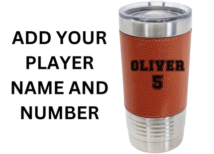Personalized Basketball Tumbler: Engraved Leatherette 20 oz Coach Gift