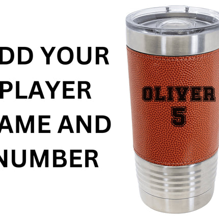 Personalized Basketball Tumbler: Engraved Leatherette 20 oz Coach Gift