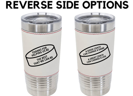Custom Hockey Coach Tumbler: Personalized 20oz Leatherette Insulated Gift