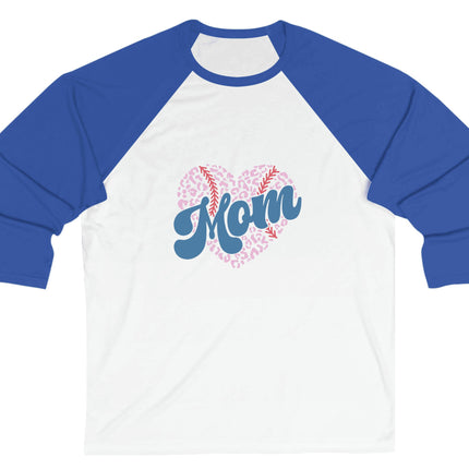 Baseball Softball Mom 3/4 Sleeve Tee: Heart Design