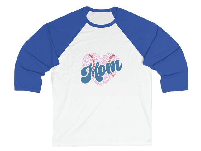 Baseball Softball Mom 3/4 Sleeve Tee: Heart Design