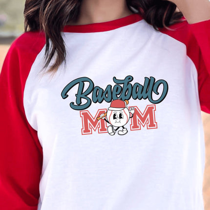 Baseball Mom 3/4 Sleeve Tee | Baseball Love Gift | Baseball Gift for Her | Heart and Love Shirt for Baseball Mom | Mother's Day Gift