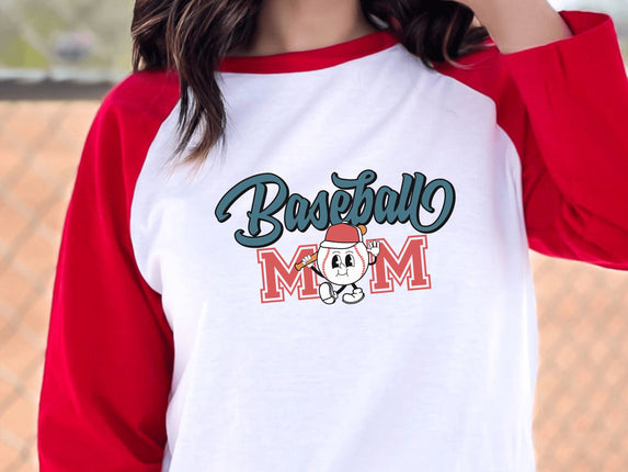 Baseball Mom 3/4 Sleeve Tee | Baseball Love Gift | Baseball Gift for Her | Heart and Love Shirt for Baseball Mom | Mother's Day Gift