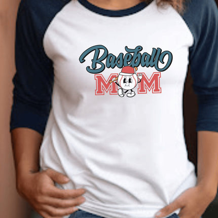 Baseball Mom 3/4 Sleeve Tee | Baseball Love Gift | Baseball Gift for Her | Heart and Love Shirt for Baseball Mom | Mother's Day Gift