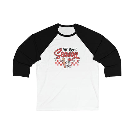 Baseball Mom 3/4 Sleeve Tee: 'Tis the Season Graphic Shirt