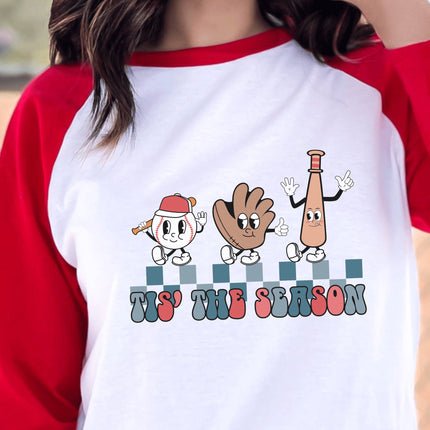 Baseball Mom 3/4 Sleeve Tee: 'Tis the Season Graphic Shirt