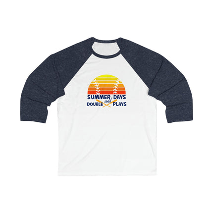 Baseball Mom 3/4 Sleeve Tee: Summer Days & Double Plays