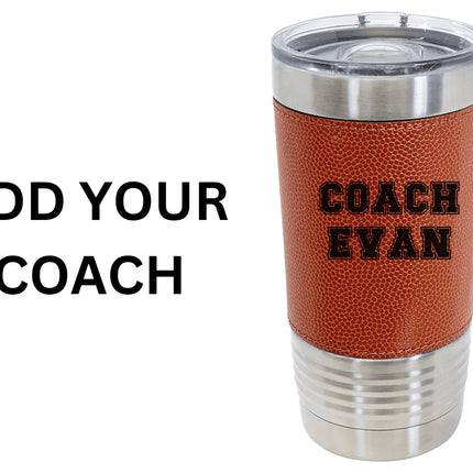 Personalized Basketball Tumbler: Engraved Leatherette 20 oz Coach Gift