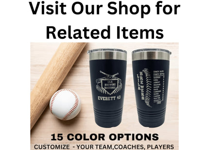 Custom Baseball Tumbler | Personalized Coach Gift | Baseball Team Insulated Tumbler | Leatherette 20 Ounce Tumbler | Baseball Coach Award