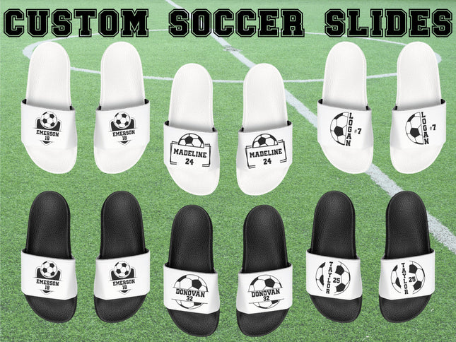 Personalized Soccer Slides: Custom Name & Number Sandals