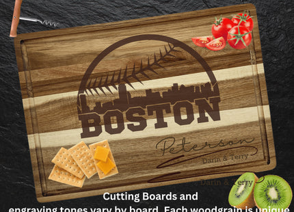 Personalized Boston Baseball Acacia Wood Cutting Board
