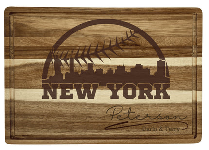 Personalized New York Baseball Fan Acacia Wood Cutting Board