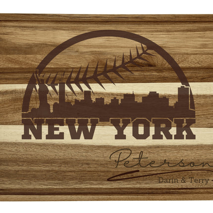 Personalized New York Baseball Fan Acacia Wood Cutting Board