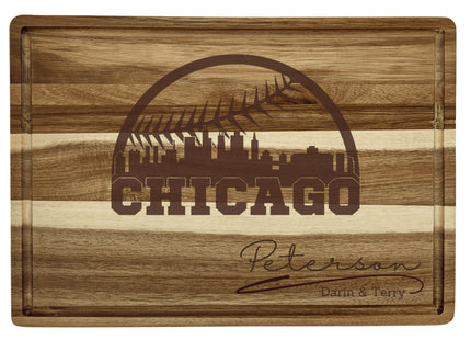 Personalized Chicago Baseball Fan Acacia Wood Cutting Board