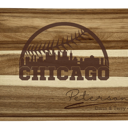 Personalized Chicago Baseball Fan Acacia Wood Cutting Board