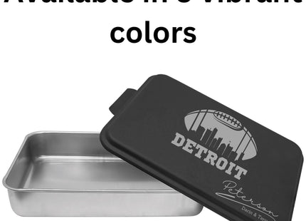 Personalized Detroit Football Cake Pan & Pie Tin – Custom Powder-Coated Aluminum Baking Gift for Fans