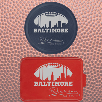 Baltimore Football Custom Cake and Pie Pans. Aluminum with engraved name.