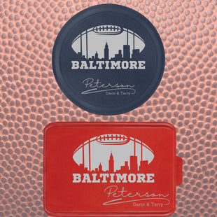 Baltimore Football Custom Cake and Pie Pans. Aluminum with engraved name.