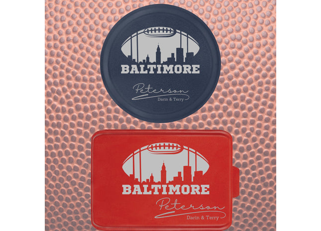 Baltimore Football Custom Cake and Pie Pans. Aluminum with engraved name.