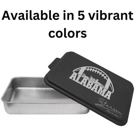 Personalized Football Cake Pan & Pie Tin | Custom Team Bakeware Gift | Laser Engraved Kitchen Pan | Tailgate and Holiday Baking Gift