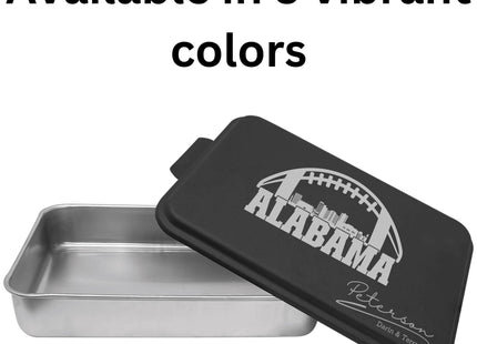 Personalized Alabama Football Baking Pan: Engraved Cake Pan with Lid