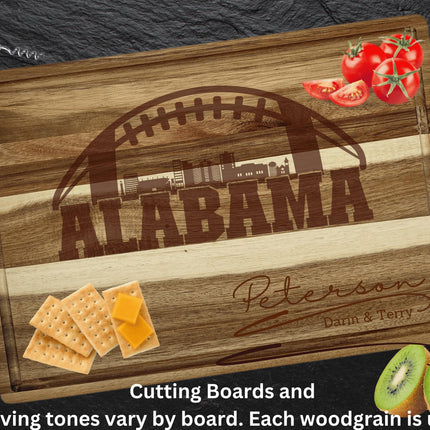 Custom Alabama Football cheese and cutting board. Personalized with name.