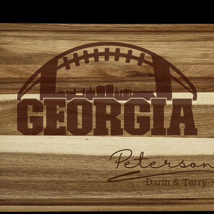 Personalized Georgia Football Cutting Board: Acacia Wood Sports Fan Gift