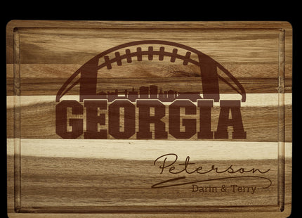 Personalized Georgia Football Cutting Board: Engraved Acacia Wood Serving Tray