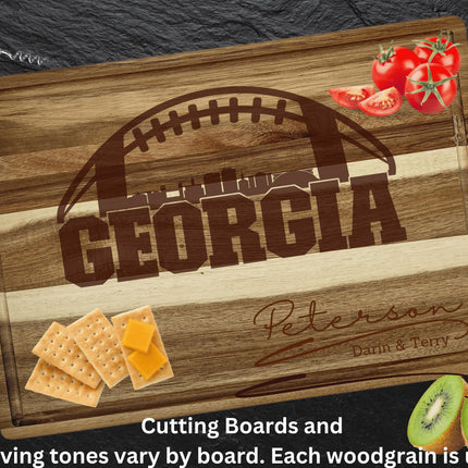 Personalized Georgia Football Cutting Board: Acacia Wood Sports Fan Gift