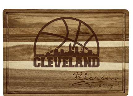 Personalized Cleveland Basketball Acacia Wood Cutting Board