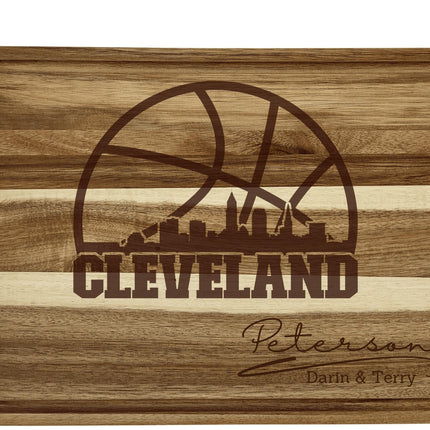 Personalized Cleveland Basketball Acacia Wood Cutting Board