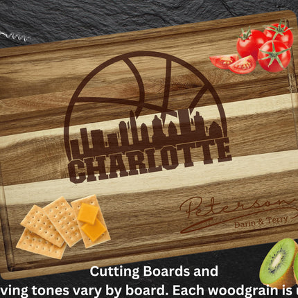 Personalized Acacia Wood Cutting Board: Basketball Fan Gift