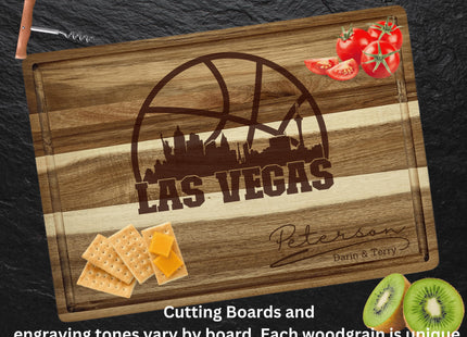 Personalized Las Vegas Acacia Wood Cutting Board: Basketball Fan Gift