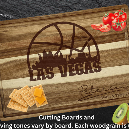 Personalized Las Vegas Acacia Wood Cutting Board: Basketball Fan Gift