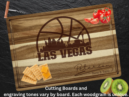 Personalized Las Vegas Acacia Wood Cutting Board: Basketball Fan Gift