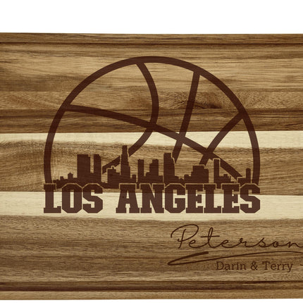 Los Angeles Basketball Fan Gift: Personalized Acacia Wood Cutting Board