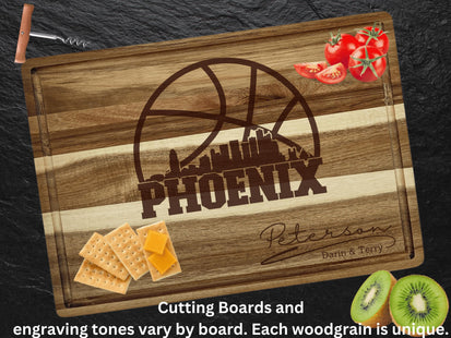 Personalized Phoenix Basketball Fan Acacia Wood Cutting Board