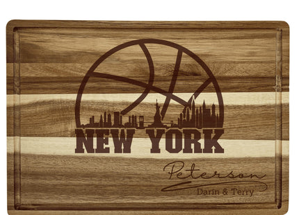 Personalized New York Basketball Fan Acacia Wood Cutting Board