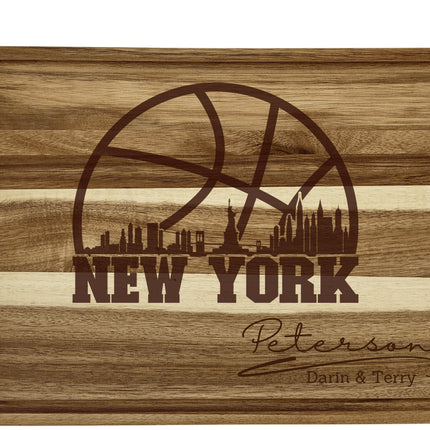 Personalized New York Basketball Fan Acacia Wood Cutting Board